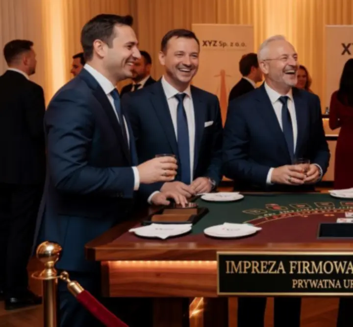 Uczestnicy mobilnego kasynowego eventu MOVE PLAY CLUB bawiący się przy stołach
