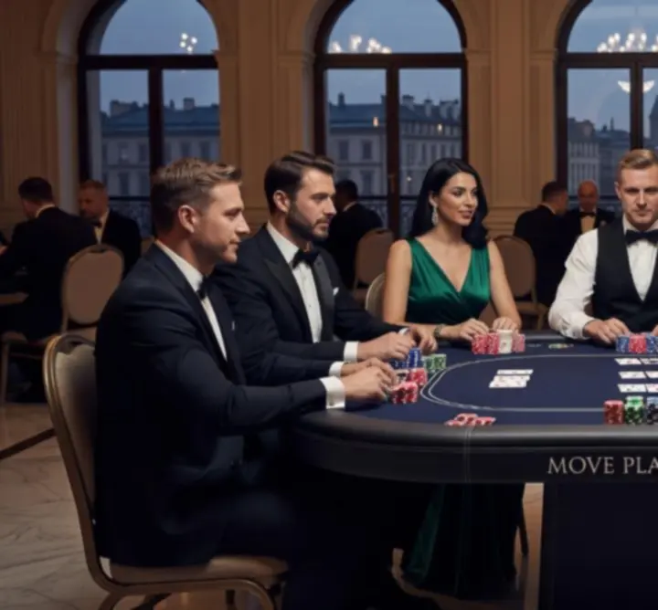 Stół pokerowy przygotowany na mobilny wieczór pokerowy MOVE PLAY CLUB