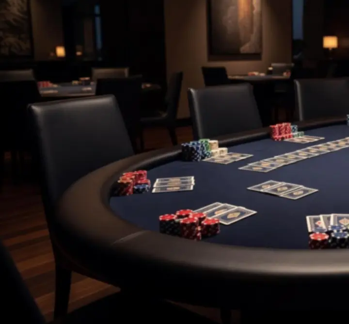 Profesjonalny stół pokerowy przygotowany na wieczór eventowy