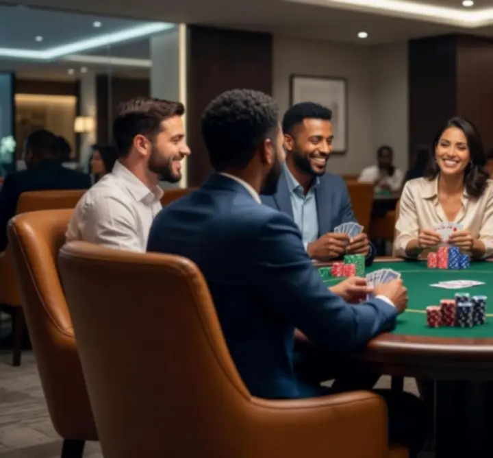Stół do pokera przygotowany na wieczór pokerowy MOVE PLAY CLUB